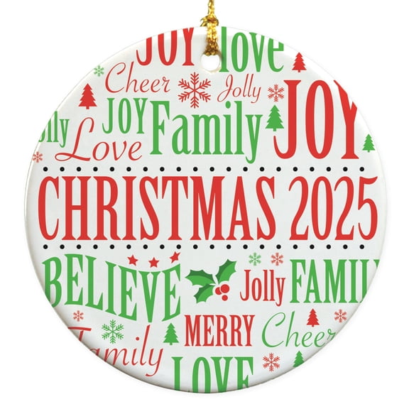 Festive Family Christmas Round Disc Ornament