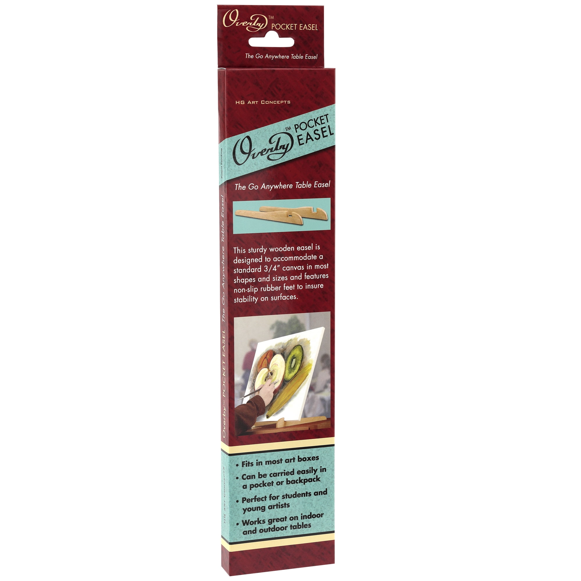 The Original Overby Tabletop Painting Easel 3 pack, Portable Compact Easy Carry, Hold & Display Stretched Canvas Stable, 12" Inches, Natural Wood