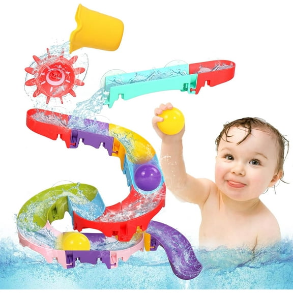 Baby Bath Toys,Bath Toys for Kids Ages 1-3,Mold Free Bathtub Toys DIY Slippery Slide Track Fun Baby Shower Toyswith Suction Cups for Boys Girls Bath Time,Best Bath Gift for 1 2 3 years old Baby toys