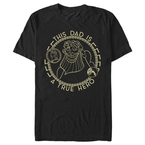Men's Hercules Zeus This Dad is a True Hero  T-Shirt - Black - X Large
