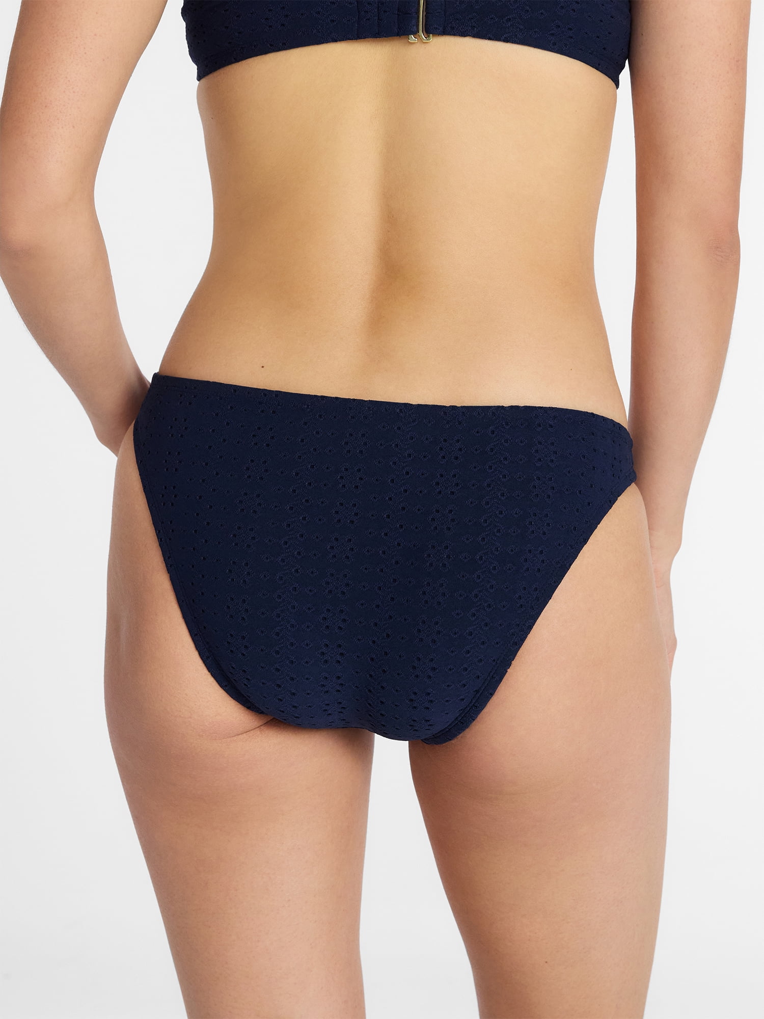 Time and Tru Women's and Women's Plus Low Rise Cheeky Eyelet Bikini Bottoms, Sizes XS-3X
