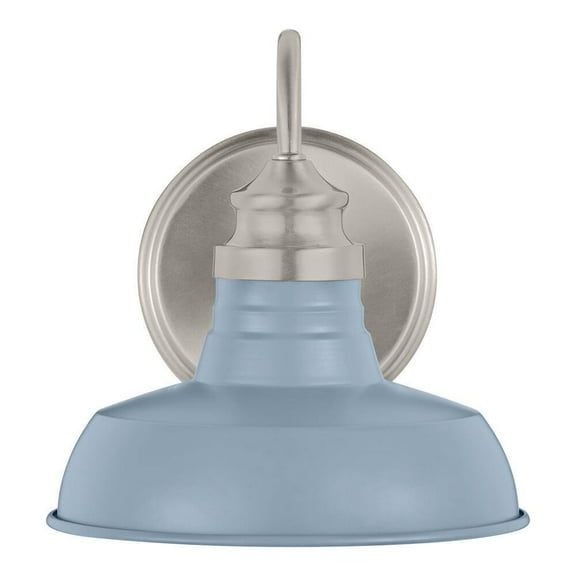 Hampton Bay HB3670-339 Elmcroft 7.63 in. 1-Light Brushed Nickel Farmhouse Wall Sconce with Slate Blue Metal Shade