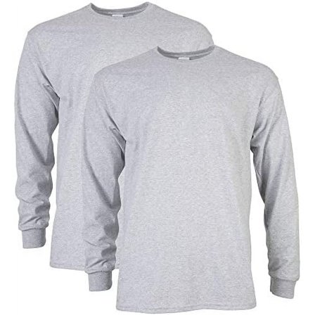 Gildan Men's Ultra Cotton Long Sleeve T-Shirt, Style G2400, Multipack, Ash Grey 2-Pack, X-Large