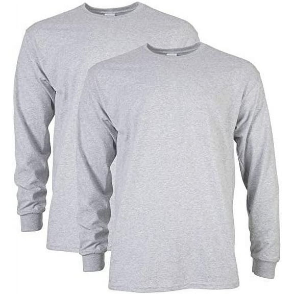 Gildan Men's Ultra Cotton Long Sleeve T-Shirt, Style G2400, Multipack, Ash Grey 2-Pack, X-Large