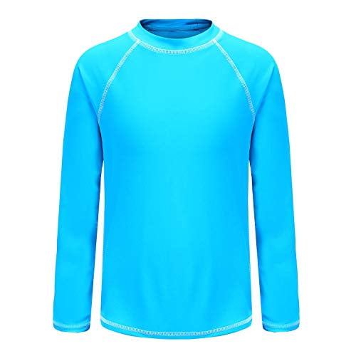 Maillot Dermoprotecteur à Manches Longues pour Garçons UPF 50+ Hauts de Bain Chemise de Soleil pour Enfants Surf Maillots de Bain Bleu Taille 8/7-8