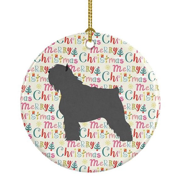 Bouvier des Flandres Merry Christmas Ceramic Ornament 2.8 in x 2.8 in