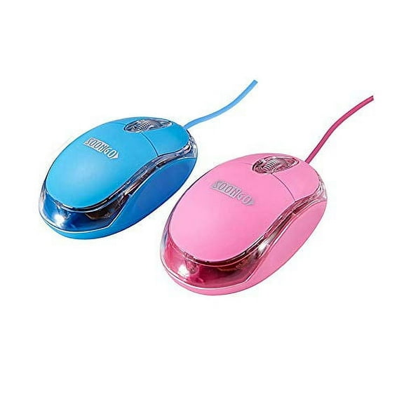 Kids Mouse 2 Pack [Pink Blue] for Laptop Mini USB Optical Wired Mice fit for Kids Girls Lady use Compatible with Computer Laptop PC Desktop Windows 7/8/10/XP Vista and Mac by SOON GO