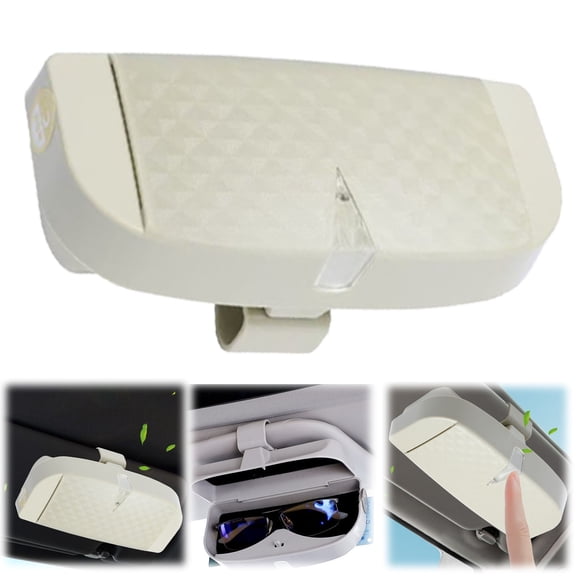 Dusknt Car Visor Sunglasses Holder, Hard Auto Glasses Case Clip On Eyeglasses Storage Organizer Sunglasses Clip for Car Interior Accessories