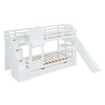 thumbnail image 3 of Bellemave Kids Castle Bunk Bed with Storage Drawers, Shelf, Slide and Safety Guardrail, Twin Over Twin Bunk Bed with Stairs, Castle Bunk Bed/Playhouse Bed for Girls, Boys, Kids (White), 3 of 9