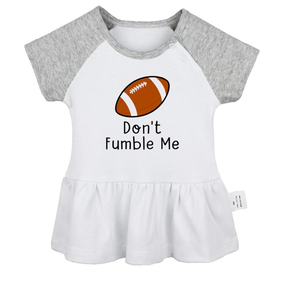 Don't Fumble Me Funny Dresses For Baby, Newborn Babies Skirts, Infant Princess Dress, 0-24M Kids Graphic Clothes (Gray Raglan Dresses, 18-24 Months)