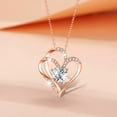 thumbnail image 6 of Lancharmed 14K Gold Plated Men's Necklaces Double Heart Pendant with Zirconia Necklace Grandma Gifts, 6 of 9