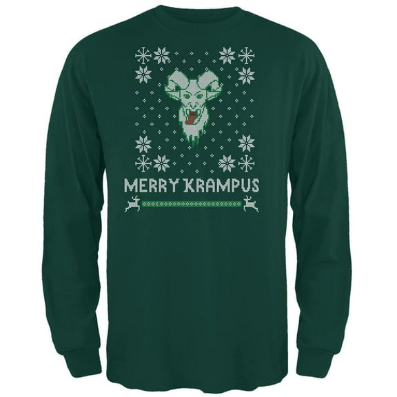 Christmas Merry Krampus Ugly Xmas Sweater Forest Adult Long Sleeve T-Shirt - 2X-Large