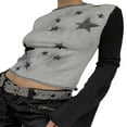 thumbnail image 2 of MesaSe Blouse à Manches Longues Y2K pour Femmes, Patchwork Noir, Coupe Slim Basique, 2 of 6