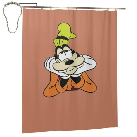 Goofy Shower Curtain, Lovely Cartoon Shower Curtains Set for Kids Boys Girls College Dorm Bathroom, Waterproof Restroom Bathtub Decor Accessories with 12 Hooks 60"X72" Iron