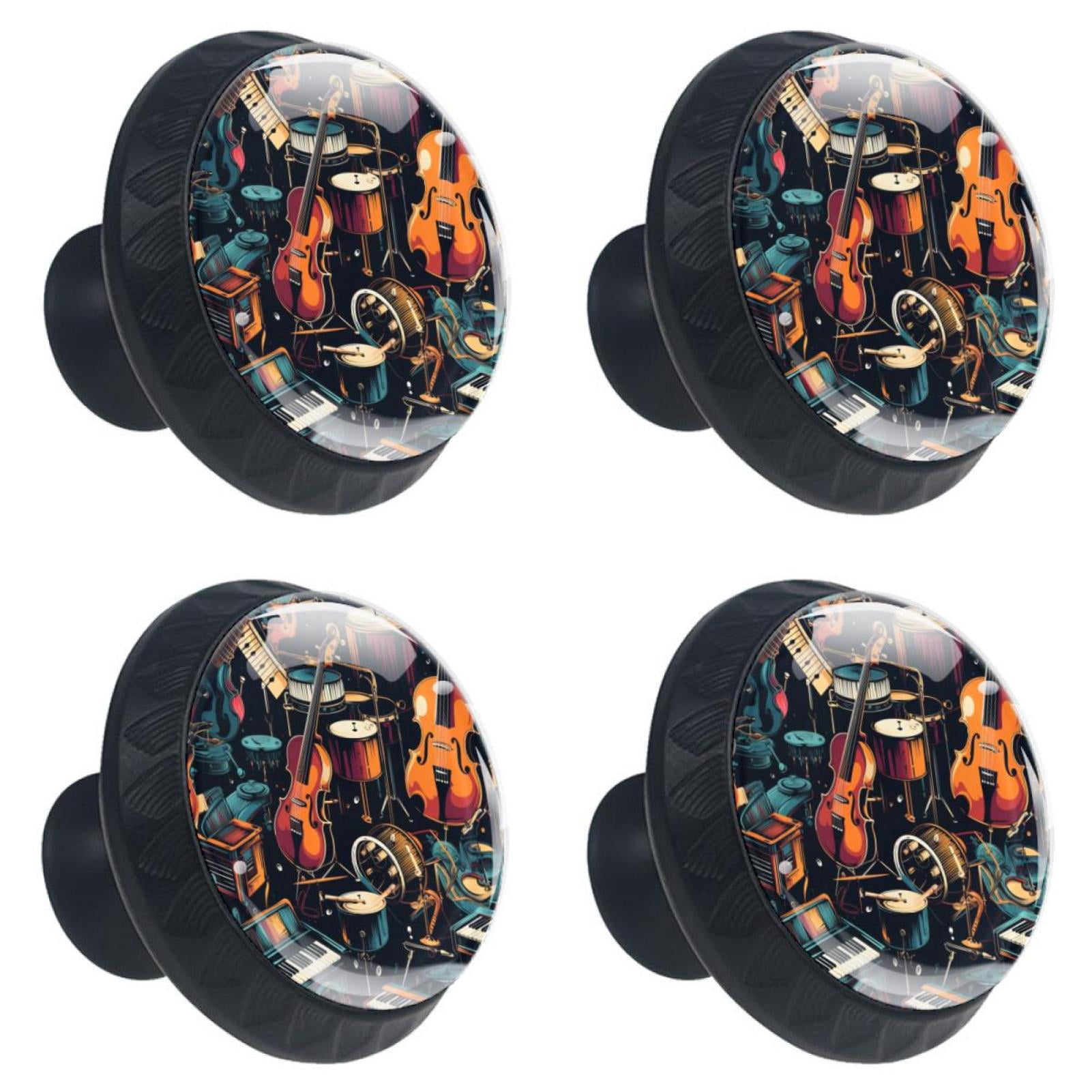 4 Pcs Musical Instrument Knobs for Kitchen Cabinet Cupboard Dresser Bookcase Drawer Pulls Handles Round Home Decor