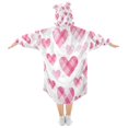 thumbnail image 2 of Wearable Blanket with Sleeves and Pocket Oversized Hooded Sweatshirt 3-14 YR Seamless Pink Heart Pattern S, 2 of 7