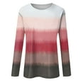 thumbnail image 4 of Chuancc Women'S T-Shirts Women'S T Shirt with Color Blocking Printing Daily Casual Long Sleeved Round Neck Spring and Autumn Casual Tops for Women Tops for Women Trendy Red 2Xl, 4 of 5