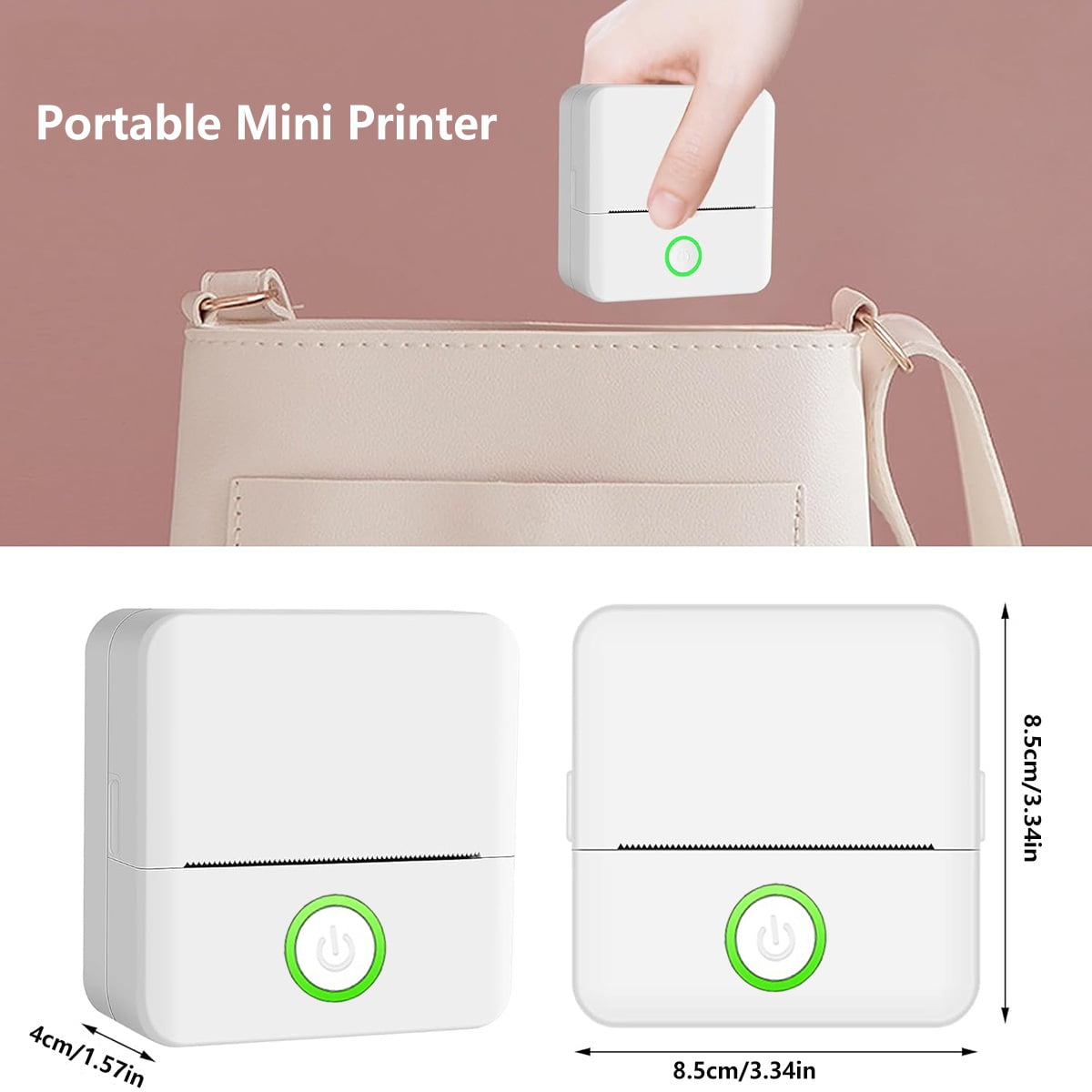 Mini Printer, Inkless Sticker Maker, Free Cut Small Pocket Printer, Portable Thermal Printer ,Fast-Drying Ink with Crisp Output
