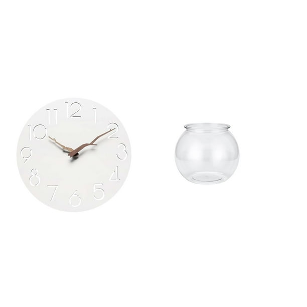 Reloj de pared,Reloj de pared decorativo para baño o dormitorio,Acuario de escritorio,Pecera pequeña transparente,jarrón para peces,mesa,Pecera transparente para peces,recipiente para