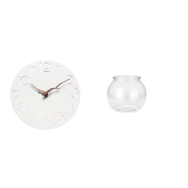 Luzkey Wall Clock with Decorative Wall Clock Desktop Aquarium Tank Transparent Fish Bowl Vase Fishes Tank Clear Aquarium Container Made of Fiberboard And PP