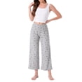 thumbnail image 2 of INSPIRE CHIC Womens Pajama Bottoms Palazzo Print Lounge Elastic Waist Sleepwear Loose Wide Leg Pants S Gray, 2 of 6