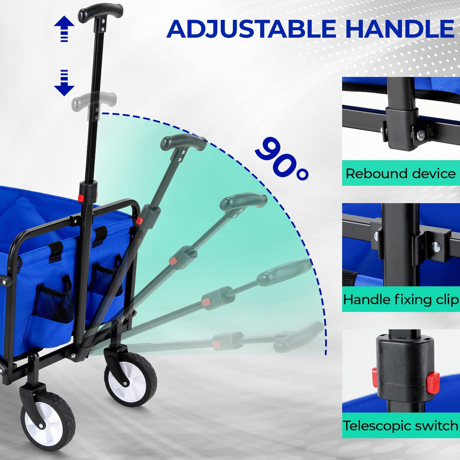 Pirecart Foldable Wagons Carts, 150lbs Capacity Collapsible Wagon with Weels and Carry Bag, Heavy Duty Collapsible Wagon for Garden Camping Shopping Sports.