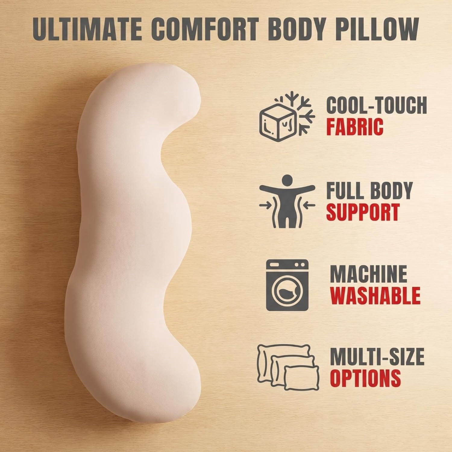 Pea Pod Body Pillow for Adults, Cooling Body Pillo, Full Body Support Pillow for Side Sleepers, Soft and Supportive Pillows forSleeping & Lumbar Support