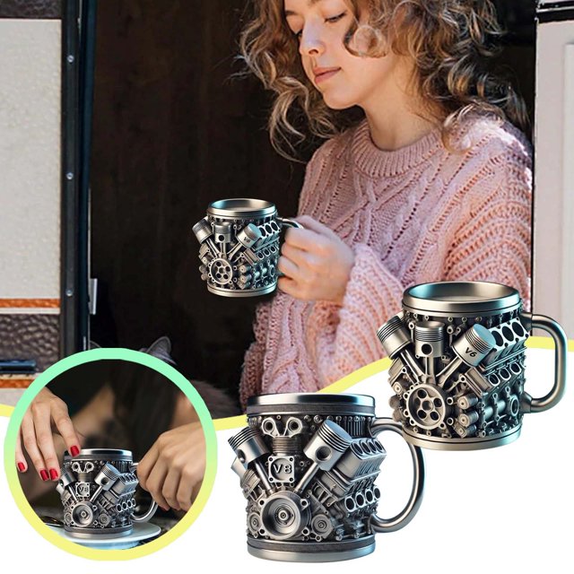 fsxdhpcsgfc Mug Warmer Mugs Coffee Set Engine Mugs For Car Lovers Unique For Car Fans Enjoy Coffee!