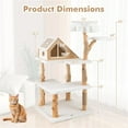 thumbnail image 3 of Pefilos 60" Solid Wood Cat Tree Tower for Indoor, Modern Cat Condo with Scratching Post, Cat Climbing Tree House Furniture, White, 3 of 8