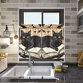 thumbnail image 4 of Yayeee Kitchen Curtains Tier Pair Light Filtering 27"x24" Rod Pocket Short Cafe Window Panel, Brown Halloween Cat, 4 of 7