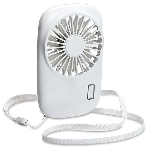 CURRENT Portable Multispeed Mini Handheld Fan with lanyard 5x3" - White