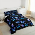thumbnail image 3 of jejeloiu Kawaii Butterfly Bedding Comforter Set,Cute Cartoon Stars Twin Comforter Sets,Black Blue Purple Bedding Set For Girls Teens,Super Cozy Room Decor Reversible,2-Piece, 3 of 8