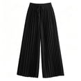 thumbnail image 5 of Favoffer Women's Pleated Wide Leg Pants Solid Color Elastic Drawstring Waist Loose Flowy Casual Trousers Relaxed Breathable Daily Bottom for Vacation Outdoor, 5 of 6