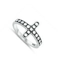 thumbnail image 4 of Sideways Oxidized Bead Cross Christian Ring .925 Sterling Silver Band Jewelry Female Male Size 8, 4 of 4