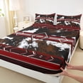 thumbnail image 3 of jejeloiu Rustic Cow Hide Twin Sheet Sets,Abstract Geometric Rhombus Twin Fitted Sheet,Red Brown White Flat Sheet For Boys Kids,Ultra Soft Home Decor,3pcs, 3 of 7