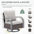 thumbnail image 3 of PARKWELL Outdoor Swivel Glider Chair Set of 2,Patio Rattan Swivel Rocking Lounge Chair with Beige Cushions for Porch Balcony Backyard,Brown Wicker, 3 of 10