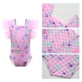 thumbnail image 6 of Girls Mermaid Swimuit One Piece Bathing Suits Fish Scale Ruffles Swimwear with Swimming Cap, 6 of 7