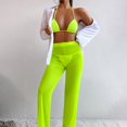 thumbnail image 4 of ENJOYW 3Pcs/Set Licol Dos Lacets Bikini Pantalons Ensemble Réglable Bretelles de Couleur Unie String Perspective Pantalon 3pcs Ensemble pour, 4 of 7
