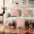 thumbnail image 3 of Valentines Day Pillow Covers 20 x 20 Inch Set of 4 Hello Valentine Pink Polka Dot Heart Buffalo Plaid Eucalyptus Leaves Throw Pillows Decorative Cushion Cases Valentines Decor, 3 of 6