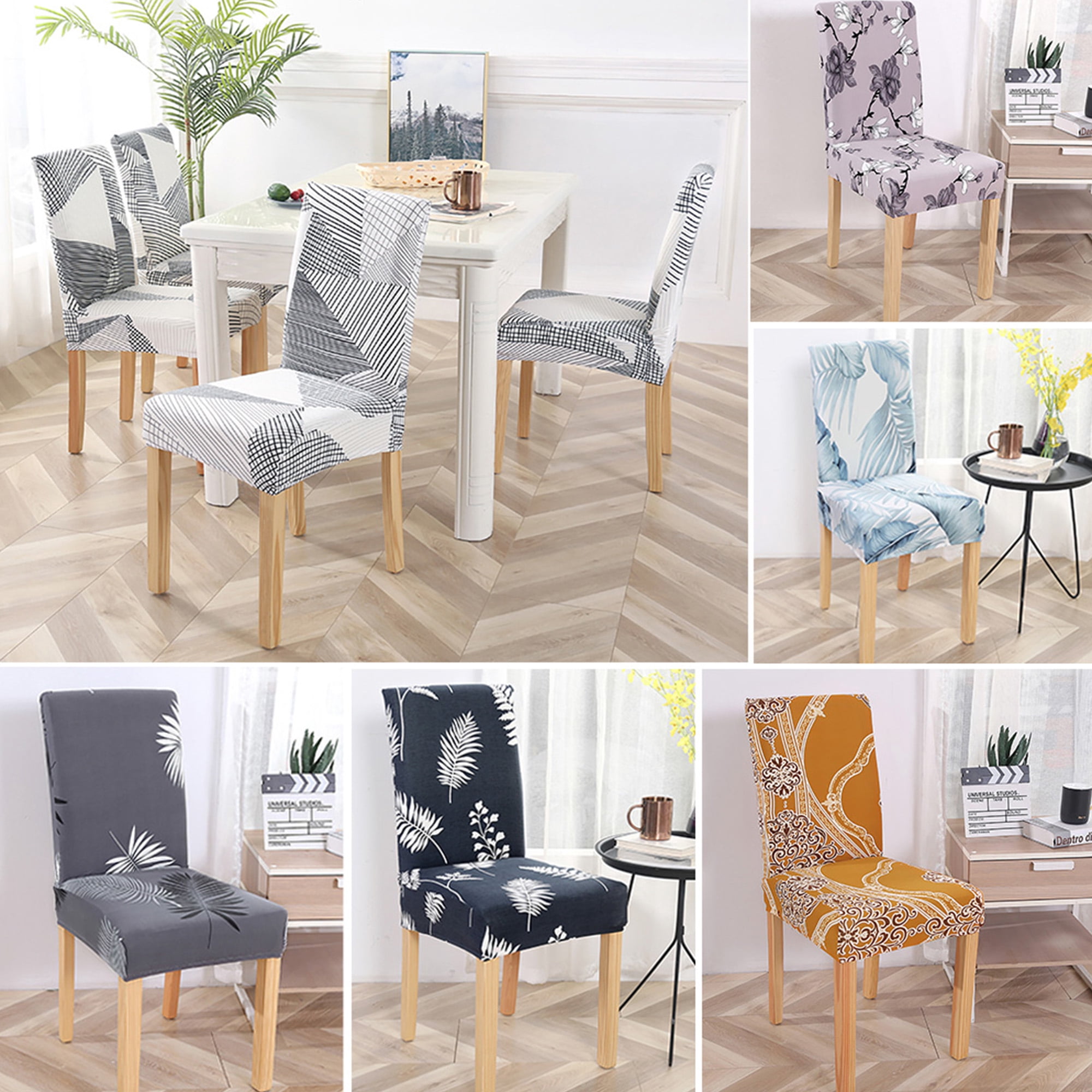 1/2/4/6 PCS Dining Chair Seat Covers Slip Stretch Slipcover Wedding