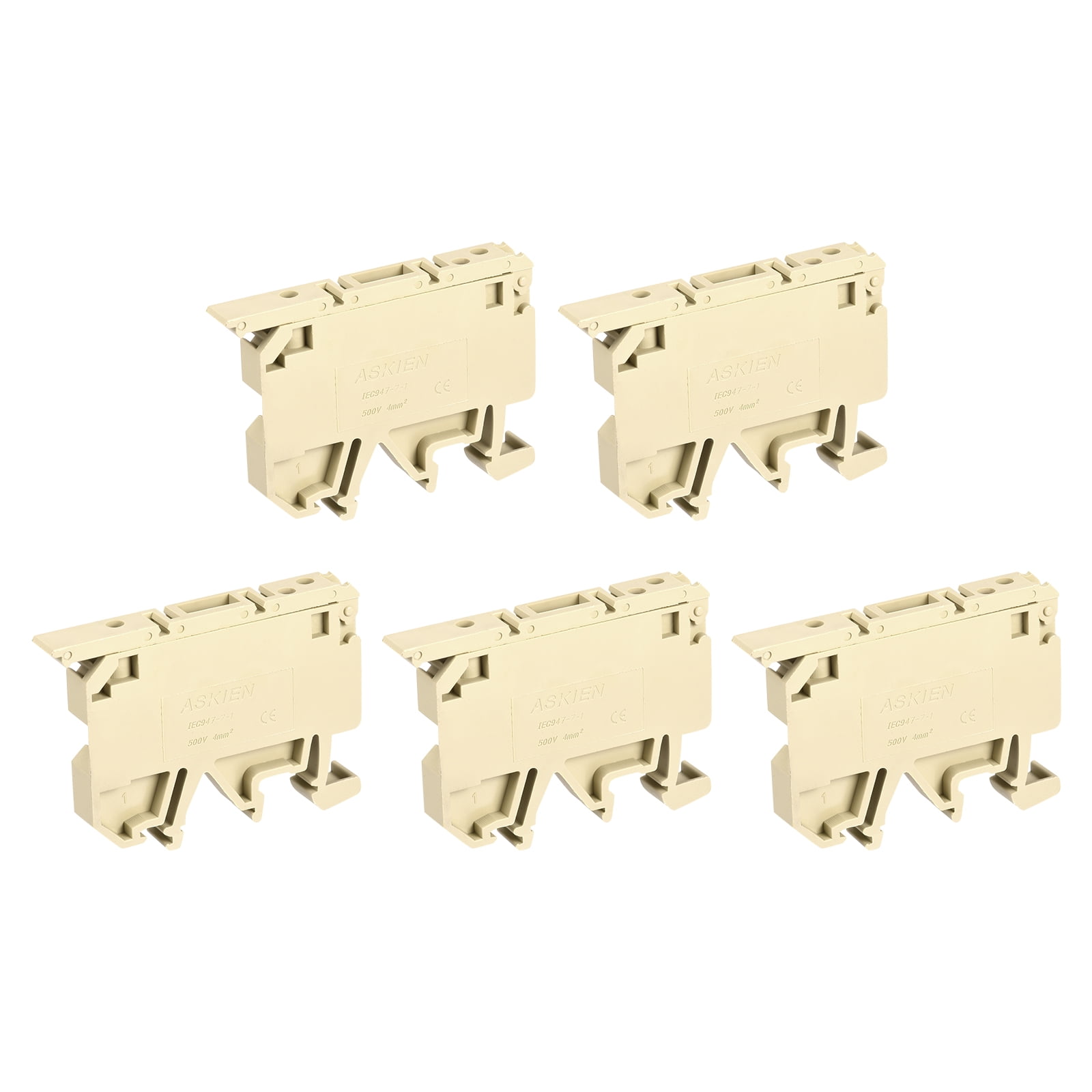 DIN Rail Mount Fuse Holder Terminal Blocks Yellow ASK1/EN LD 220V Pack