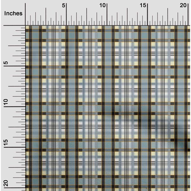 oneOone Cotton Flex Light Yellow Fabric Madras Check Craft Projects Decor Fabric Printed By The Yard 40 Inch Wide