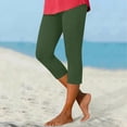 thumbnail image 2 of Minjewel Pants for Women - Summer Solid Elastic Waist Sports Yoga Pants with Zipper at Legs - Casual 7/8 Length Bottoms Capri Pants for Women,Army Green L, 2 of 7