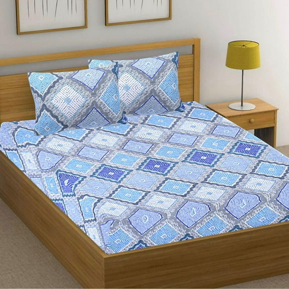 Stylish and Super Soft 100% Pure Cotton 144 TC Double Bed Sheet with 2 Pillow Covers,Multicolour