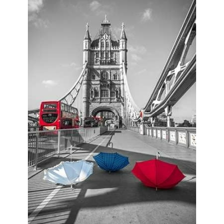 Colorful umbrellas on Tower bridge London UK Canvas Art - Assaf Frank (18 x