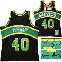 Seattle Supersonics Shawn Kemp Autographed Black Auth Mitchell & Ness Hardwood Classics Swingman Jersey Size L "Reign Man" MCS Holo 203430
