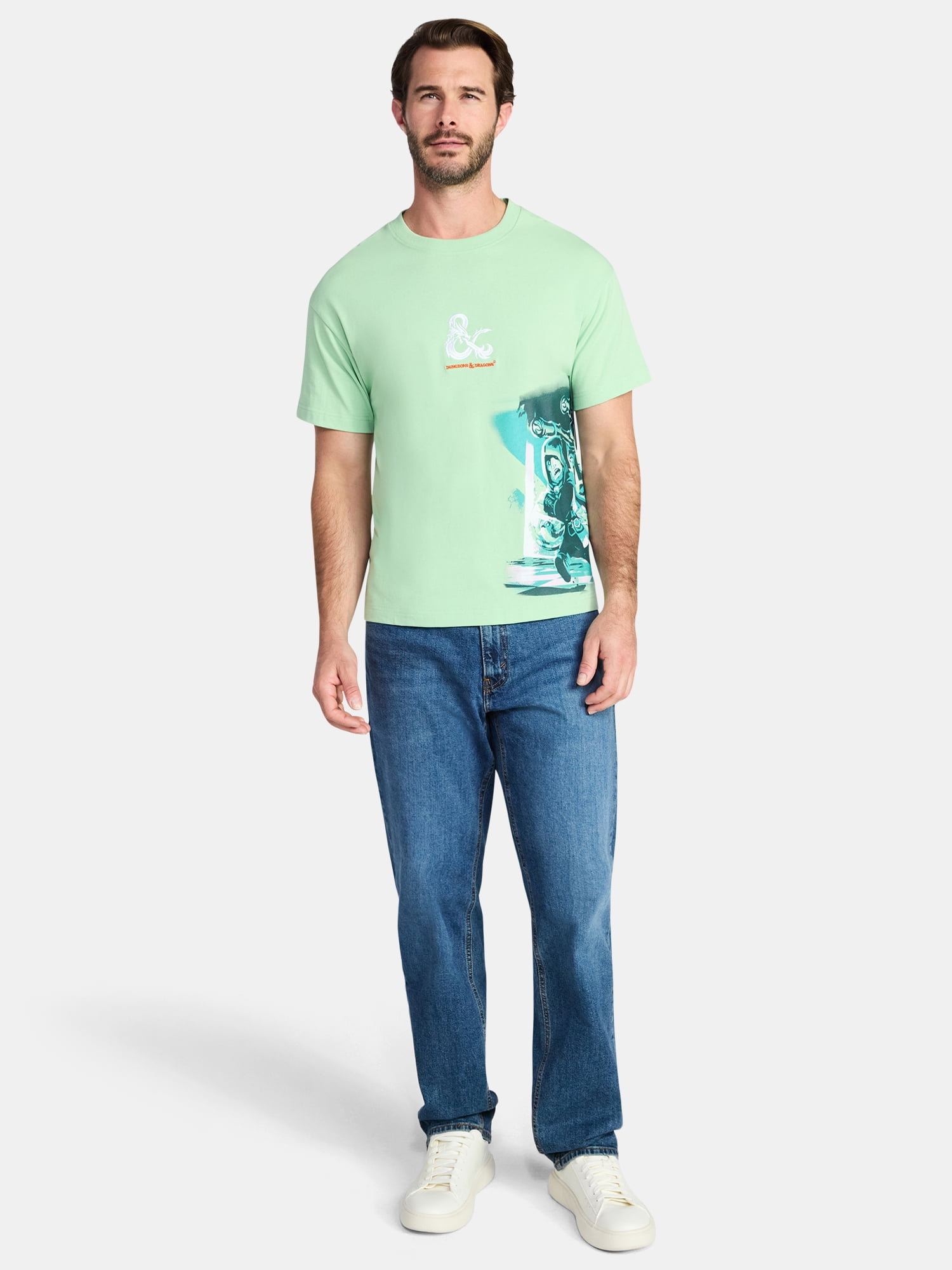 Dungeons & Dragons Men's and Big Men's Cropped Graphic Tee, Sizes XS-3XL