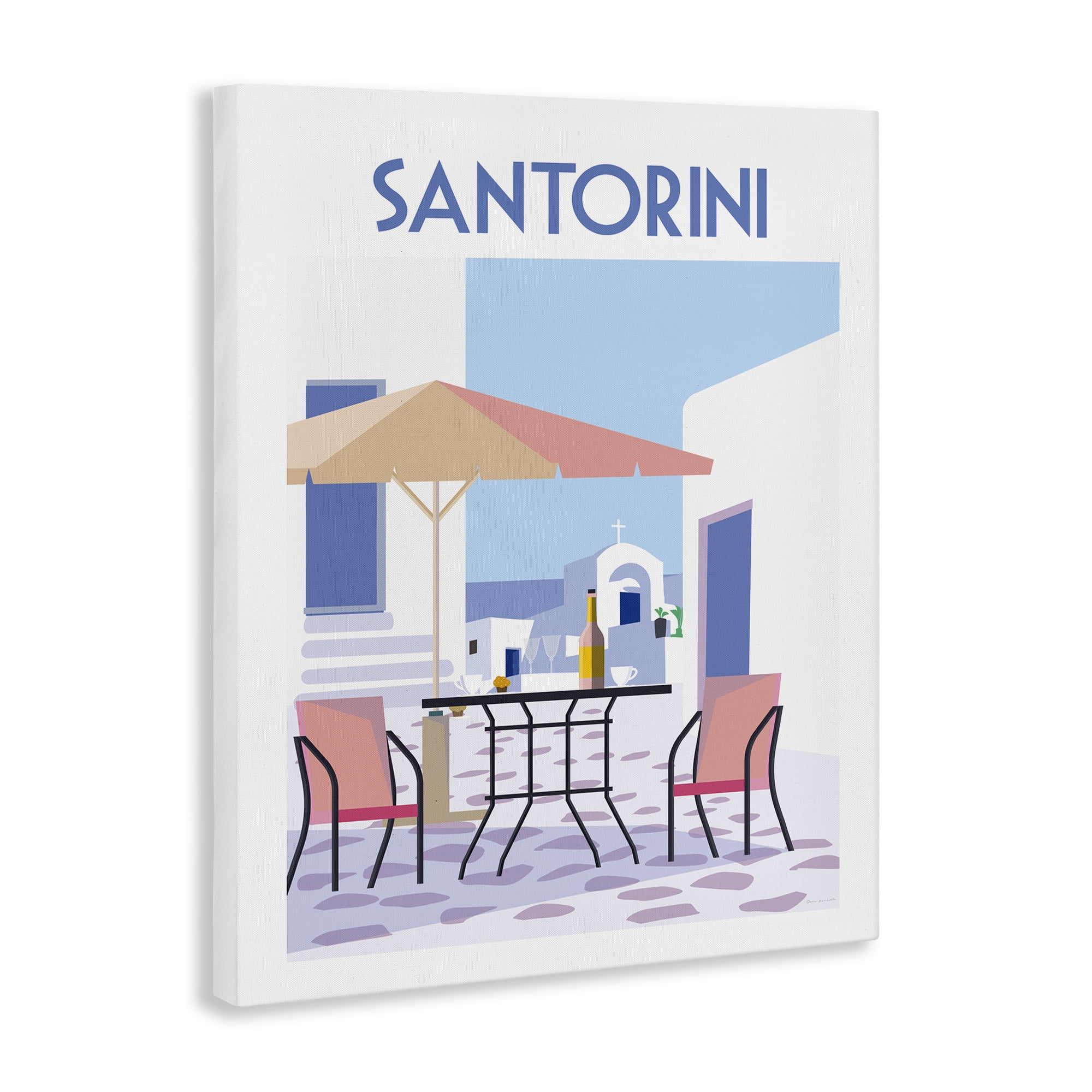 Stupell Industries Santorini Bistro Poster Scenic & Cityscapes Painting Wrapped Canvas Art Print Wall Art, 16 x 20
