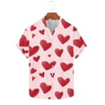 thumbnail image 2 of Xcmzpl Men Happy Valentines Day Button Down Shirts Short Sleeve Hawaiian Holiday Shirt Big and Tall Love Heart Print T Shirts, 2 of 5