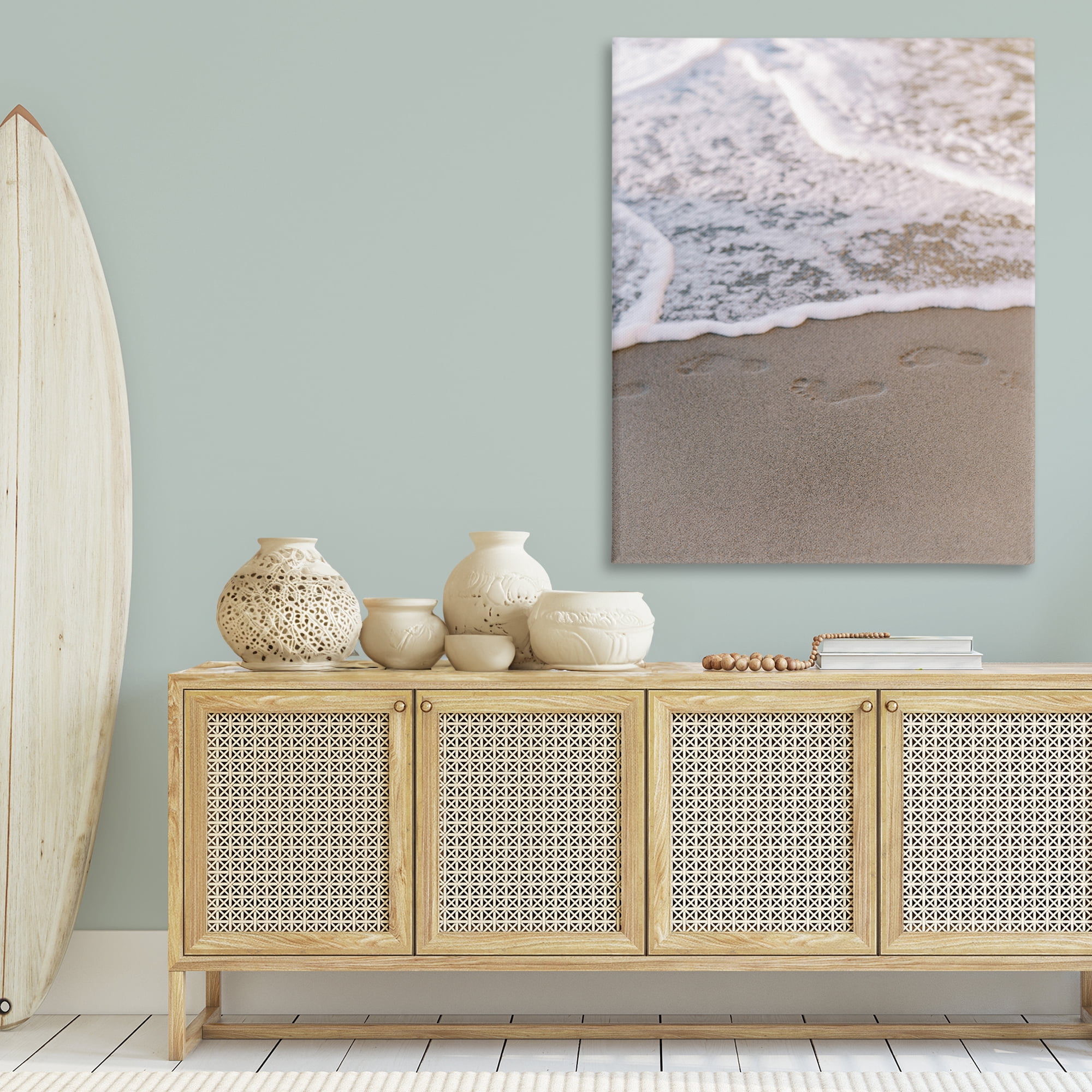 Stupell Industries Ocean's Edge Footprints Coastal Photography Gallery Wrapped Canvas Art Print Wall Art, 36 x 48